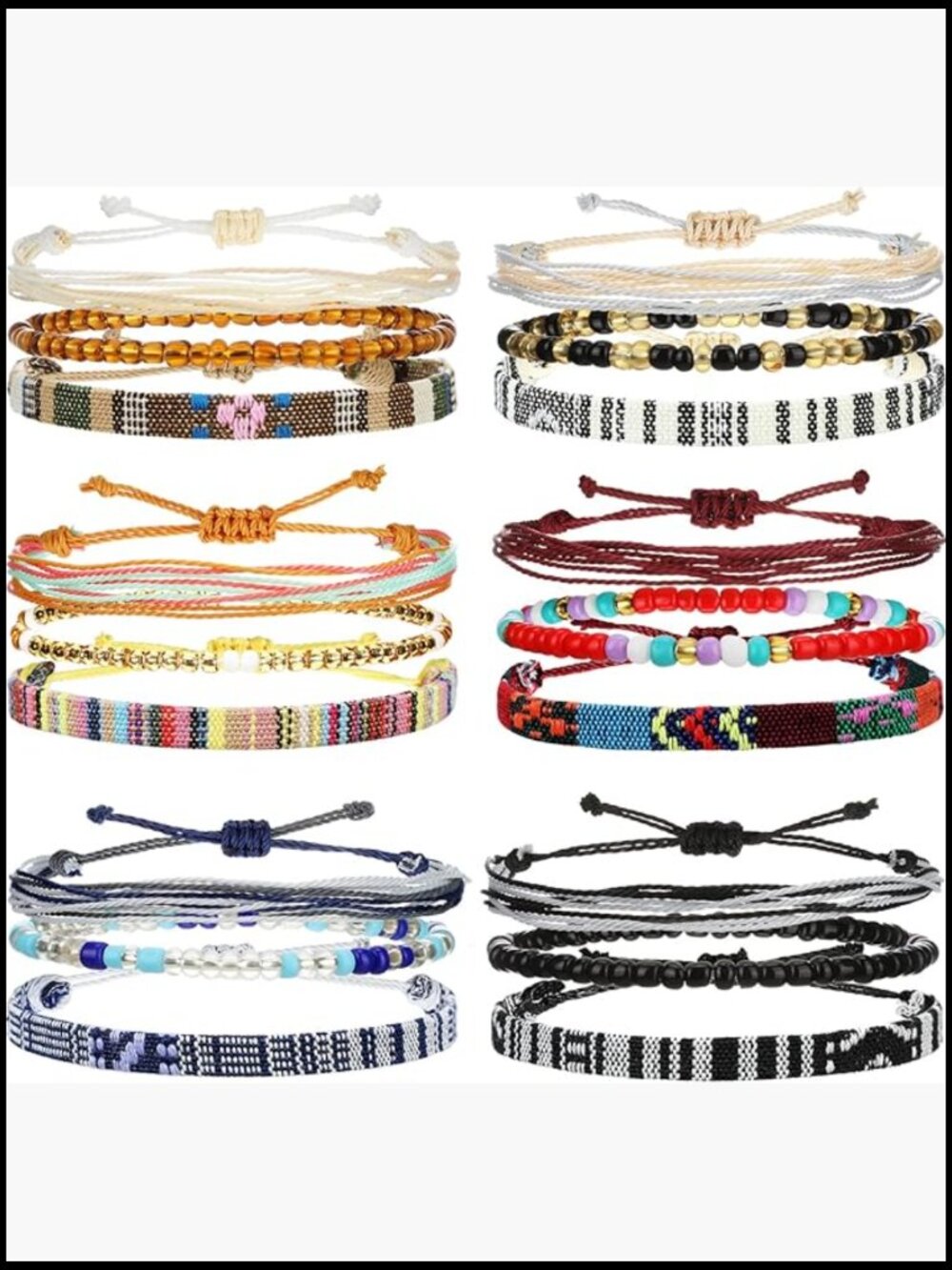 18pcs Boho Braided Ankle Bracelets Set Surfer Beach Adjustable Friendship